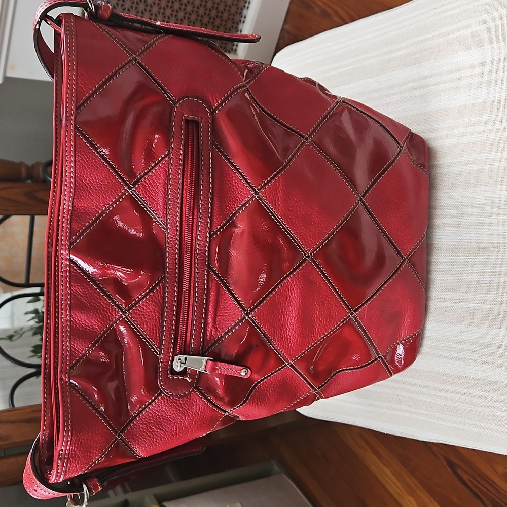Tignanello Red Leather Patchwork Large Bag - image 2